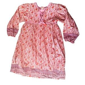 Pink Chicken Girls Boho Floral Print Midi Dress Size 10 Cotton